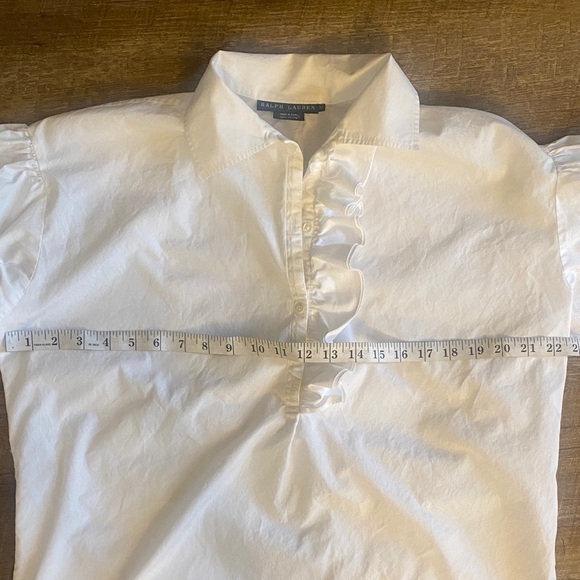 Ralph Lauren 100% Cotton White Ruffled Popover Blouse Size 12 - Picture 5 of 10